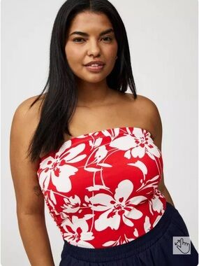 TORRID Plus Size Foxy Ruched Tube Top Floral Print Cotton Blend Size 2X NWT